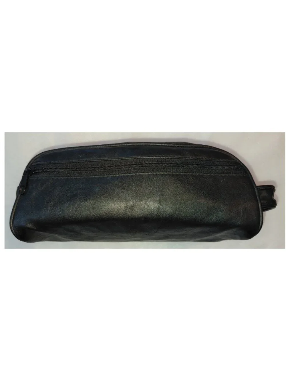 Vintage LaCrosse Black Leather Travel Toiletry Bag Black